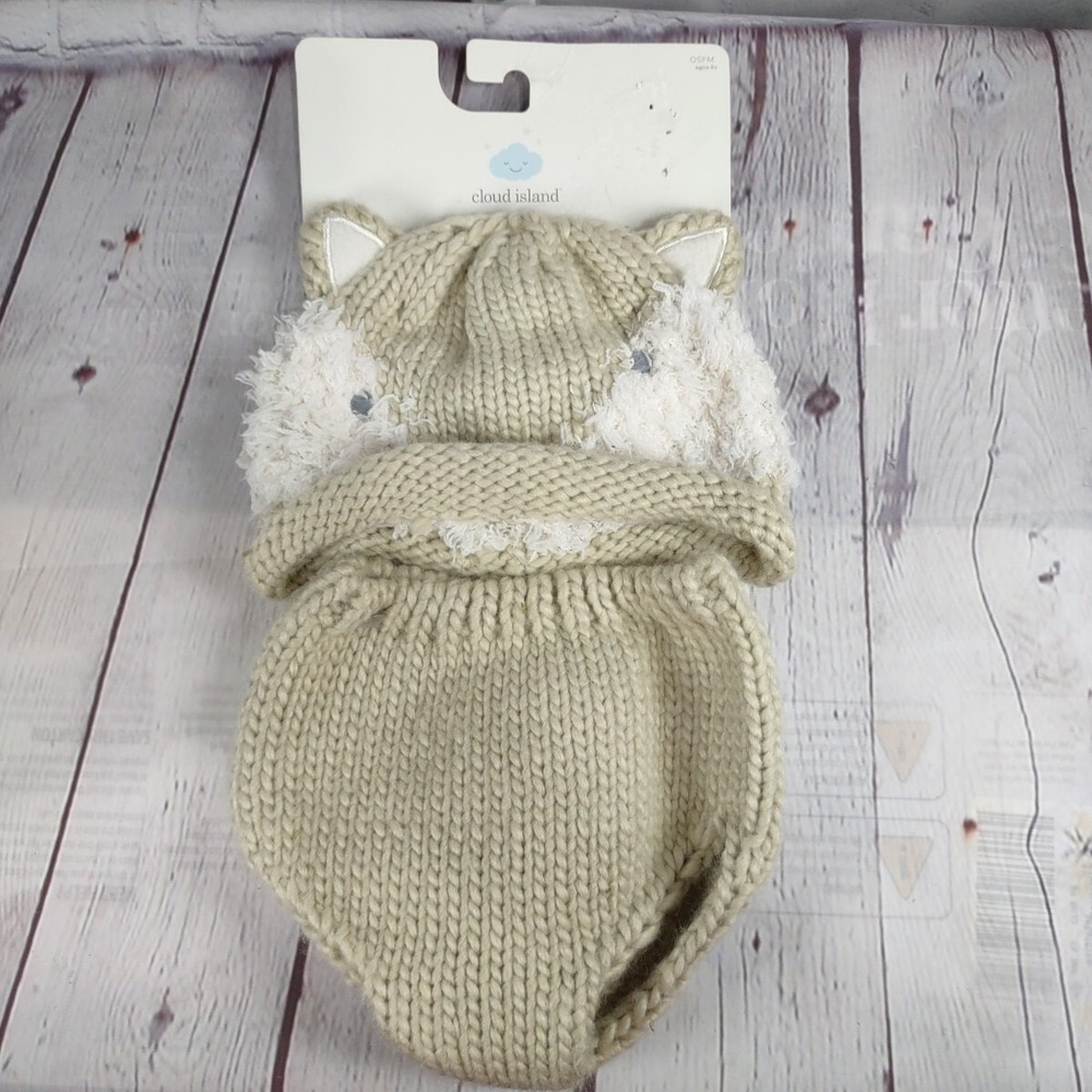 Baby Crochet FOX Hat Diaper Cover Set Natural Animal Cloud Island  infant 0+